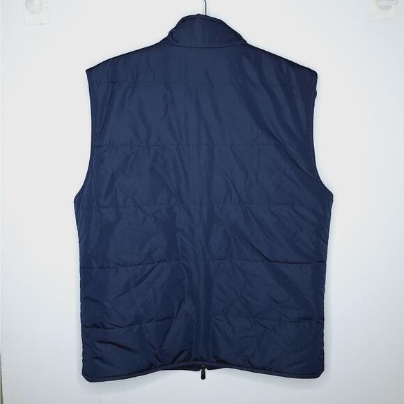 J. Hilburn Wool Puffer Vest 41R Medium Large Reversible Navy Blue Full Zip - Picture 11 of 11